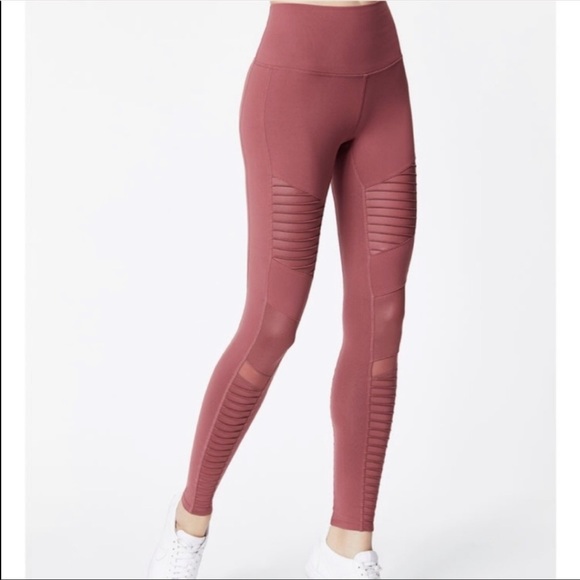 Alo Yoga High Waisted Sienna Burnt Orange Moto Leggings Size XS - Picture 3 of 11